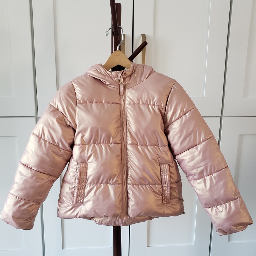 Swiss Tech Jacket Girls 6 Rose Gold Metallic Heavyweight Puffer